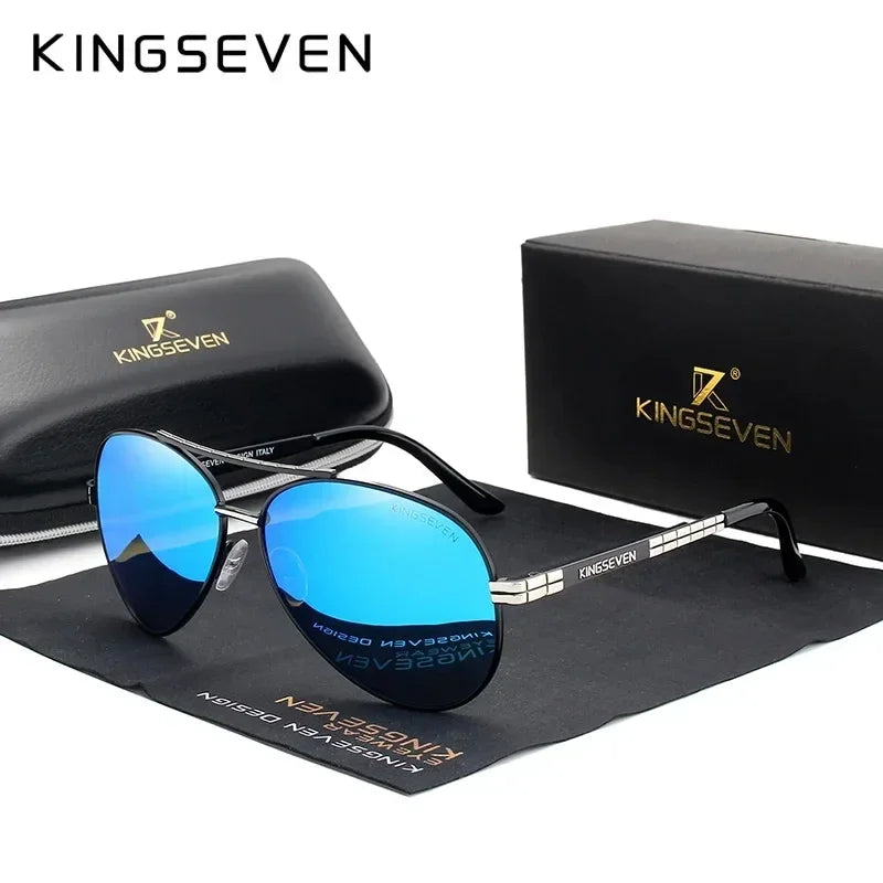 KINGSEVEN New Design Sunglasses For Men Pilot Alloy Full Frame Glasses Vintage Polarized UV400 Protection High Quality Eyewear