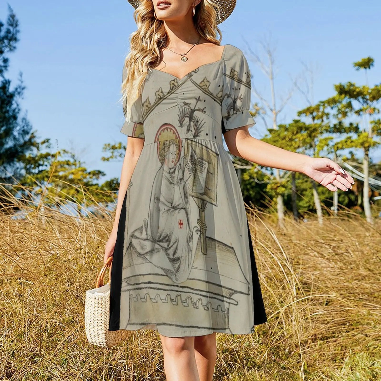 Evangelist portrait of St. John in a medieval manuscript Dress dresses women summer 2024 womans clothing evening dresses women