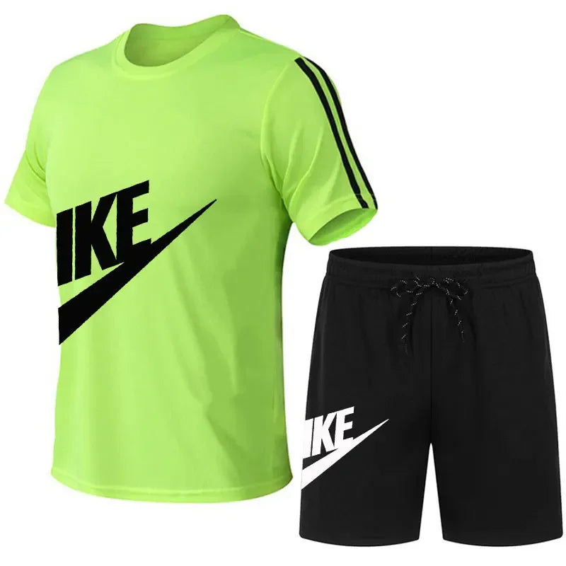 2024 Summer Hot Men's T-shirt+shorts Set Men's Sports Set Print Leisure Fashion Breathable Short Sleeve T-shirt Set - Men's Sets