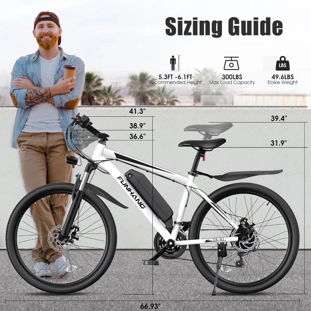 Electric Bike for Adults, Peak 750W Ebike, 50Miles 21.7MPH Adult Electric Bicycles, 26" Electric Mountain Bike, Commuter E Bike