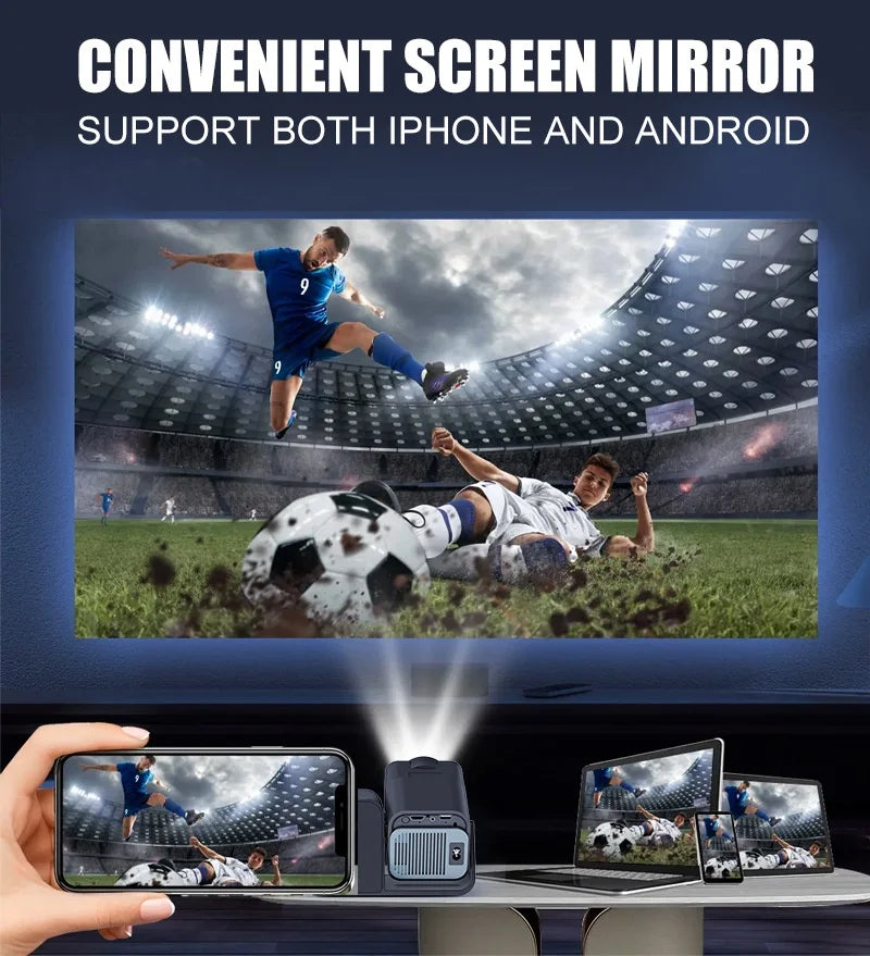 Newly Native 1080P Android 11 4K Projector 200ANSI Wifi6 BT5.0 Karaok Sound For Cinema Outdoor Portable 180° Rotable Projector