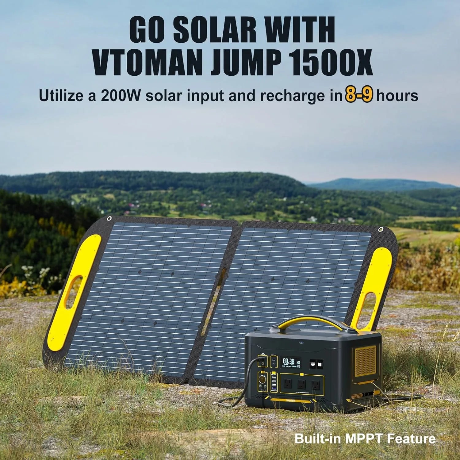 1500W Solar Generator with 110W Panels Included, 828Wh Portable Power Station & 110W Portable Solar Panel, LiFePO4 Battery Pack