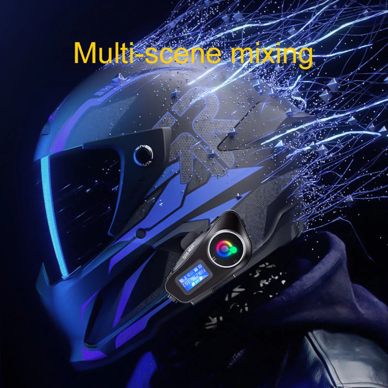 Q58 Max Motorcycle Helmet Bluetooth Intercom IP65 Waterproof Intercom Distance 500 Meters Multi-Scene Mixed Music Sharing