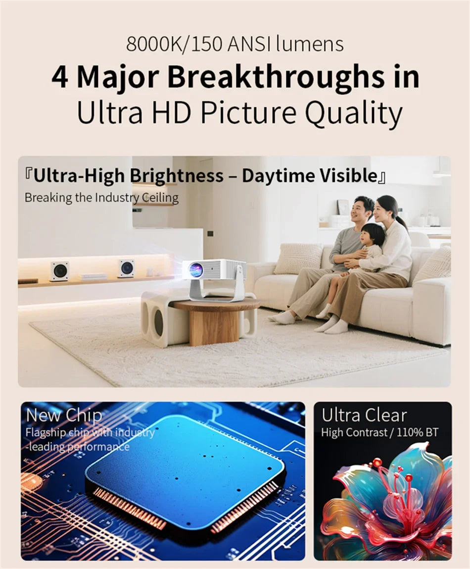 2025 X3 Mini Portable Projector 4k Video Decode Support Android WiFi LED 1080P Home Theater Video Beam Projector for Movies