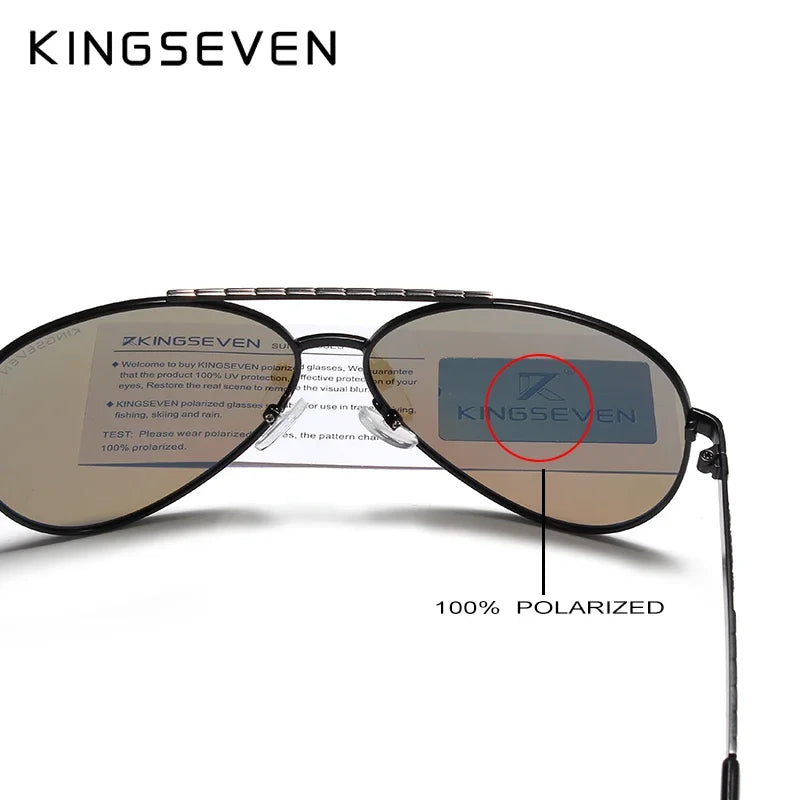 KINGSEVEN New Design Sunglasses For Men Pilot Alloy Full Frame Glasses Vintage Polarized UV400 Protection High Quality Eyewear