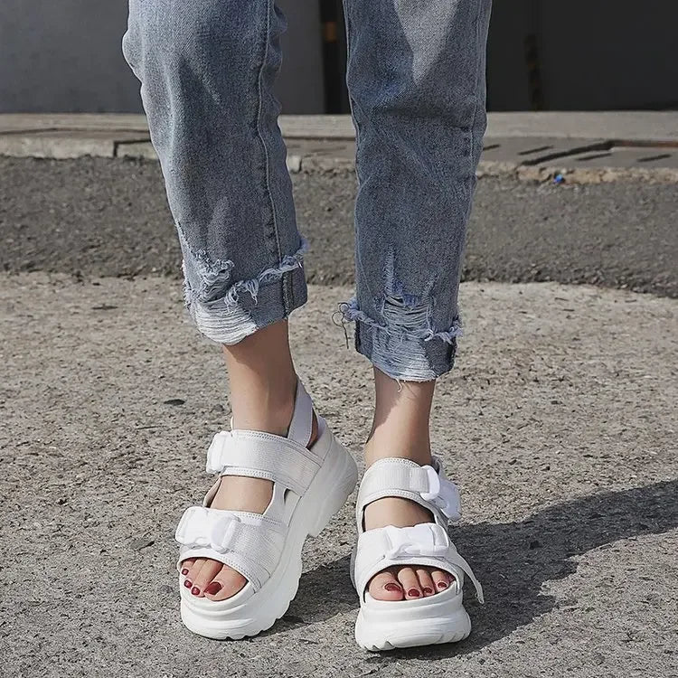 Women's Thick Bottom Sandals Student Summer New Style Harajuku Sports Korean Version Shoes Rubber Upper Material