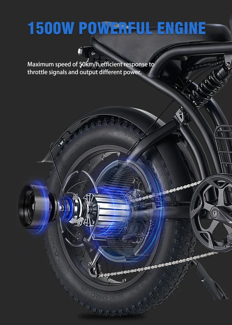 K7 Max ebike Adult 2000W electric bicycle with Dual Suspension, 48V 23AH Battery,20 Inch 4.0 Fat Tire Men's E-Mountain bike