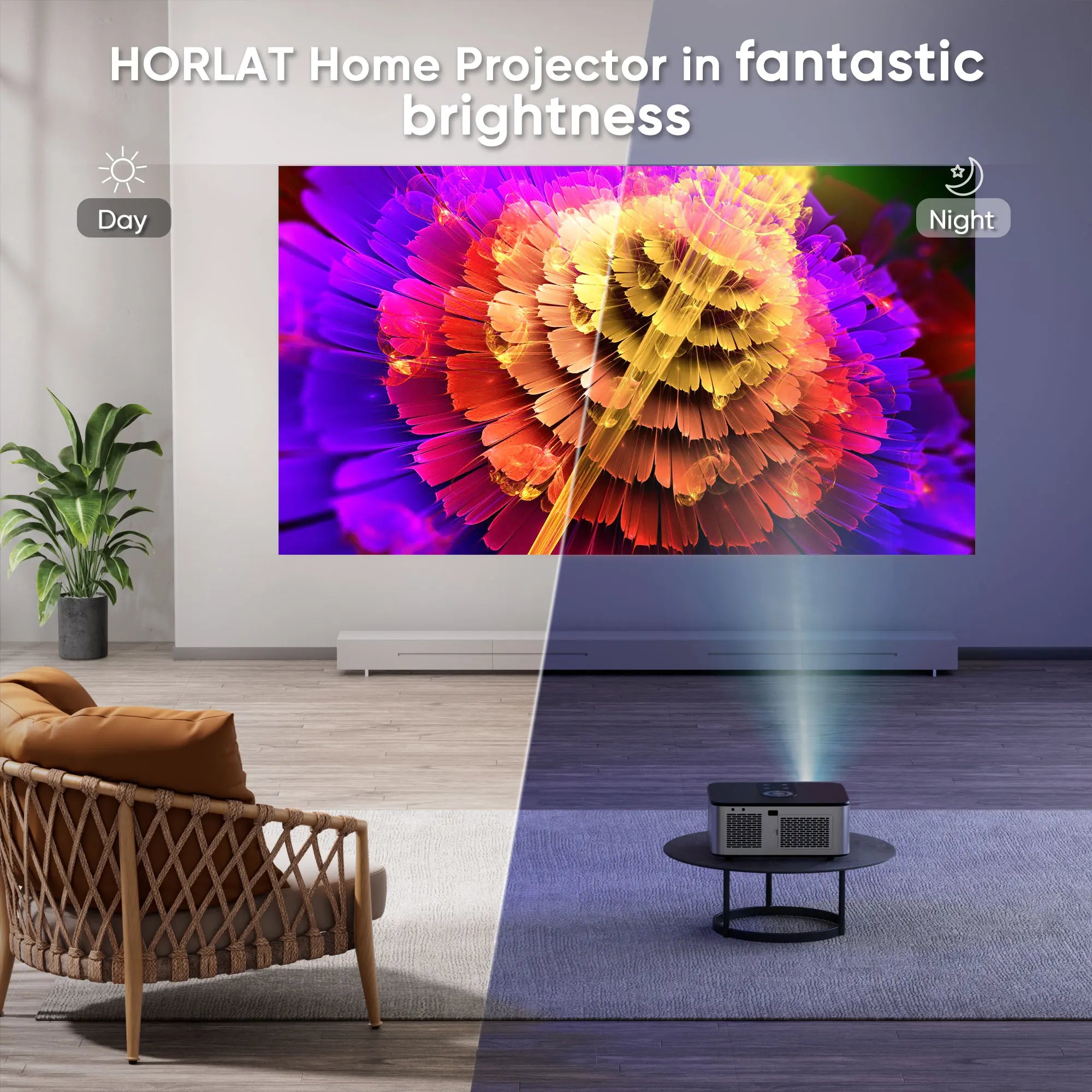 HORLAT T03 Android 4K Beamer 32GB Projector Full HD 1080P 8K Video Audio Home Theater Auto Focus Keystone 5G Dual WiFi Portable