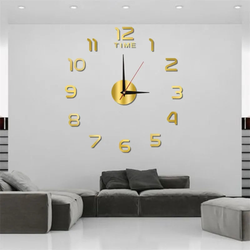 Modern Design Large Wall Clock 3D DIY Quartz Clocks Fashion Watches Acrylic Mirror Stickers Living Room Home Decor Horloge