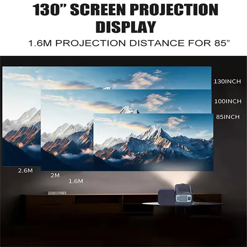 Newly Native 1080P Android 11 4K Projector 200ANSI Wifi6 BT5.0 Karaok Sound For Cinema Outdoor Portable 180° Rotable Projector