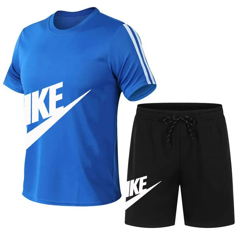 2024 Summer Hot Men's T-shirt+shorts Set Men's Sports Set Print Leisure Fashion Breathable Short Sleeve T-shirt Set - Men's Sets