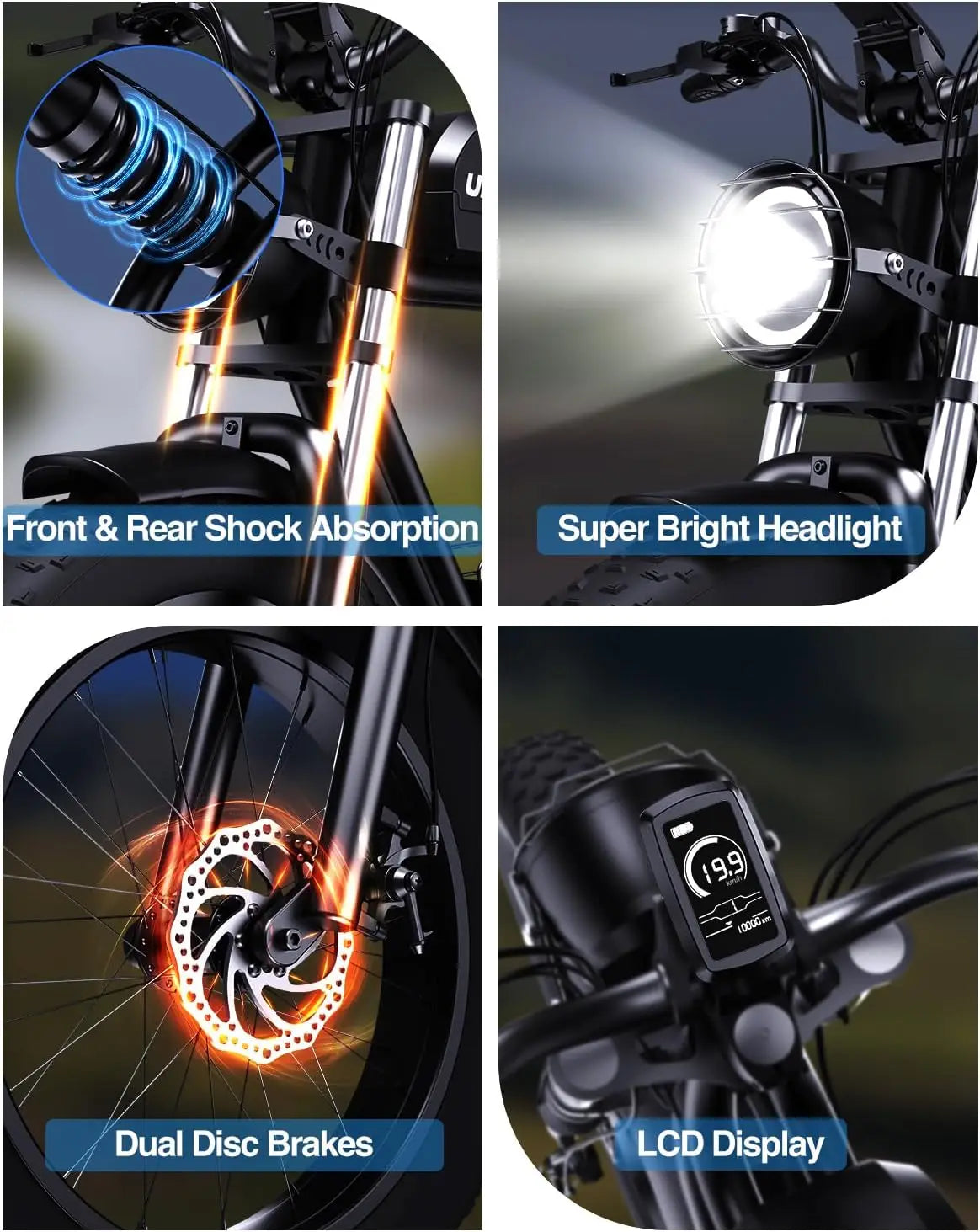 K7 Max ebike Adult 2000W electric bicycle with Dual Suspension, 48V 23AH Battery,20 Inch 4.0 Fat Tire Men's E-Mountain bike