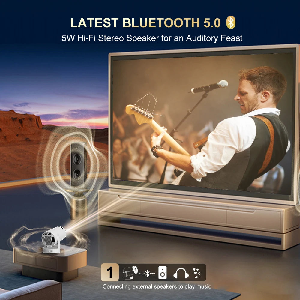 Salange HY300 Ultra 4K Movie Android11 Projector WiFi6 BT5.4 Outdoor Home Theater Auto Vertical Keystone 2025 New Release HY300