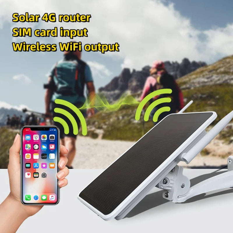 Roteador solar 4G de 6 W; repetidor WiFi; roteador 4G alimentado por energia solar, tudo em um; à prova d'água IP66; personalizado de acordo com diferentes regiões