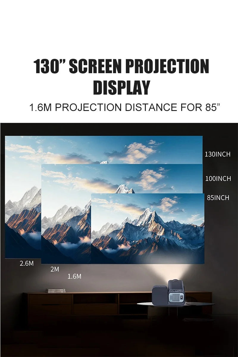 Newly Native 1080P Android 11 4K Projector 200ANSI Wifi6 BT5.0 Karaok Sound For Cinema Outdoor Portable 180° Rotable Projector