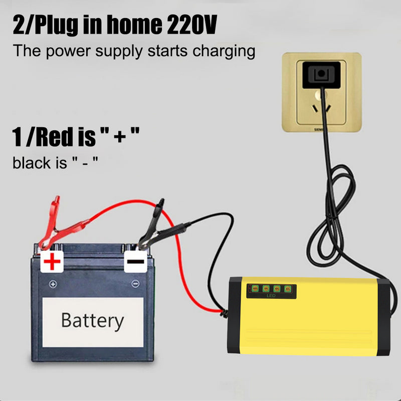 220V Power Puls Repair Charger Car Battery Charger 12V 2A LED Display Moto Truck Battery Charger Wet Dry Lead Acid Battery