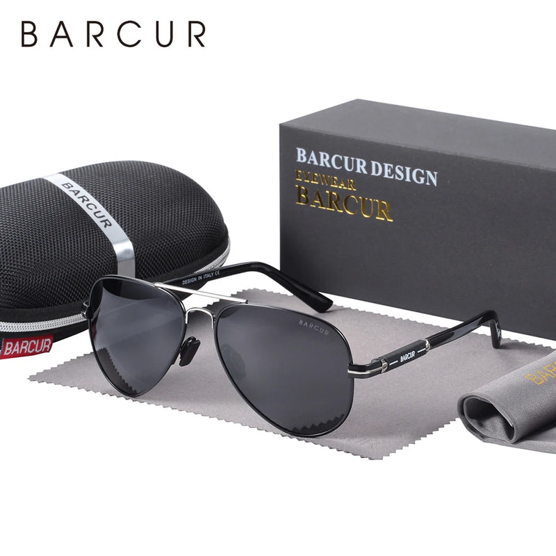 BARCUR Polarized Mens Sunglasses Pilot Sun Glasses para homens acessórios Driving Fishing Hiking Eyewear Oculos Gafas De Sol