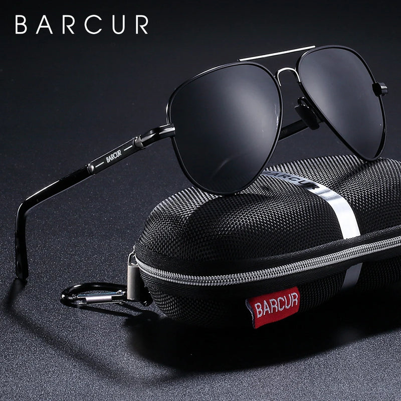 BARCUR Polarized Mens Sunglasses Pilot Sun Glasses para homens acessórios Driving Fishing Hiking Eyewear Oculos Gafas De Sol