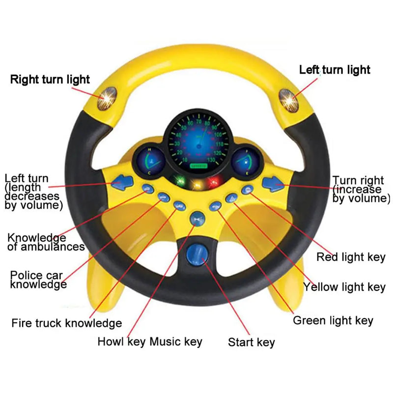 Cute Children Steering Wheel Toy with Light Simulation Driving Sound Music funny Educational Baby Electronic Travel kids toys