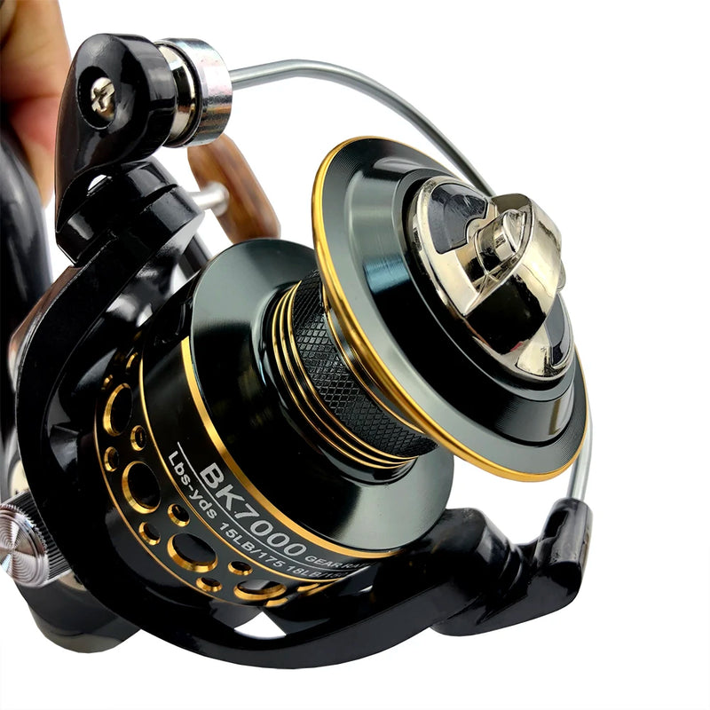 Fishing Spinning Reel Metal Spool 5.2:1/4.7:113BB Ball Bearings Carp Fishing Reel BK2000-7000 Metal Line Cup Sea Tackle