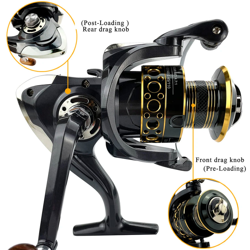 Fishing Spinning Reel Metal Spool 5.2:1/4.7:113BB Ball Bearings Carp Fishing Reel BK2000-7000 Metal Line Cup Sea Tackle