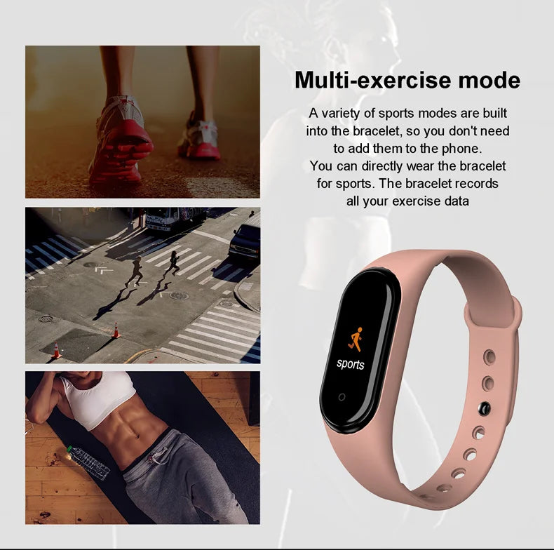 New Smart Watch Wristband IP65 Waterproof Watch Blood Pressure Heart Rate Monitor Fitness Tracker Call Running Smart Bracelet