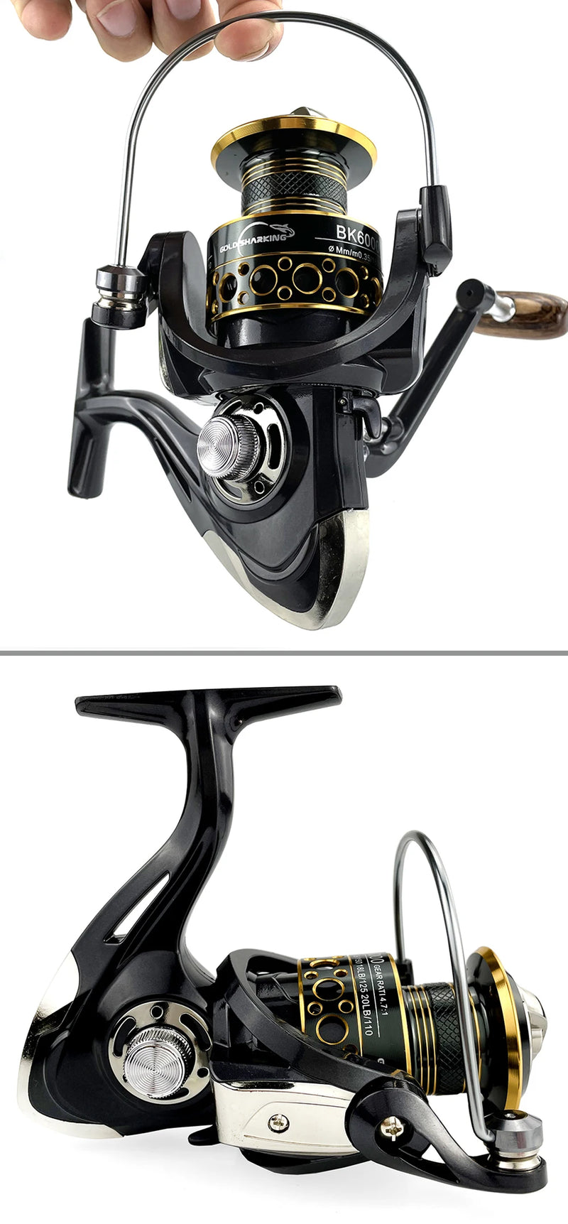 Fishing Spinning Reel Metal Spool 5.2:1/4.7:113BB Ball Bearings Carp Fishing Reel BK2000-7000 Metal Line Cup Sea Tackle