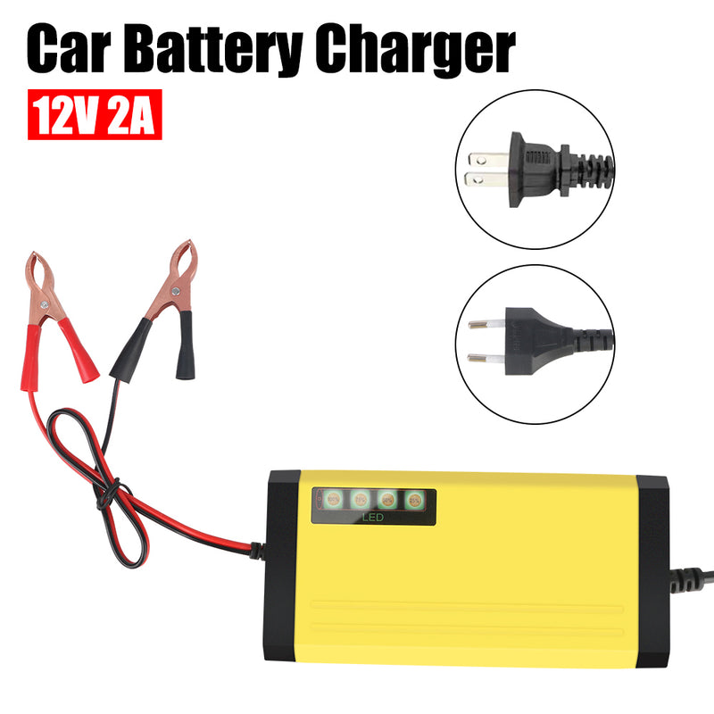 220V Power Puls Repair Charger Car Battery Charger 12V 2A LED Display Moto Truck Battery Charger Wet Dry Lead Acid Battery