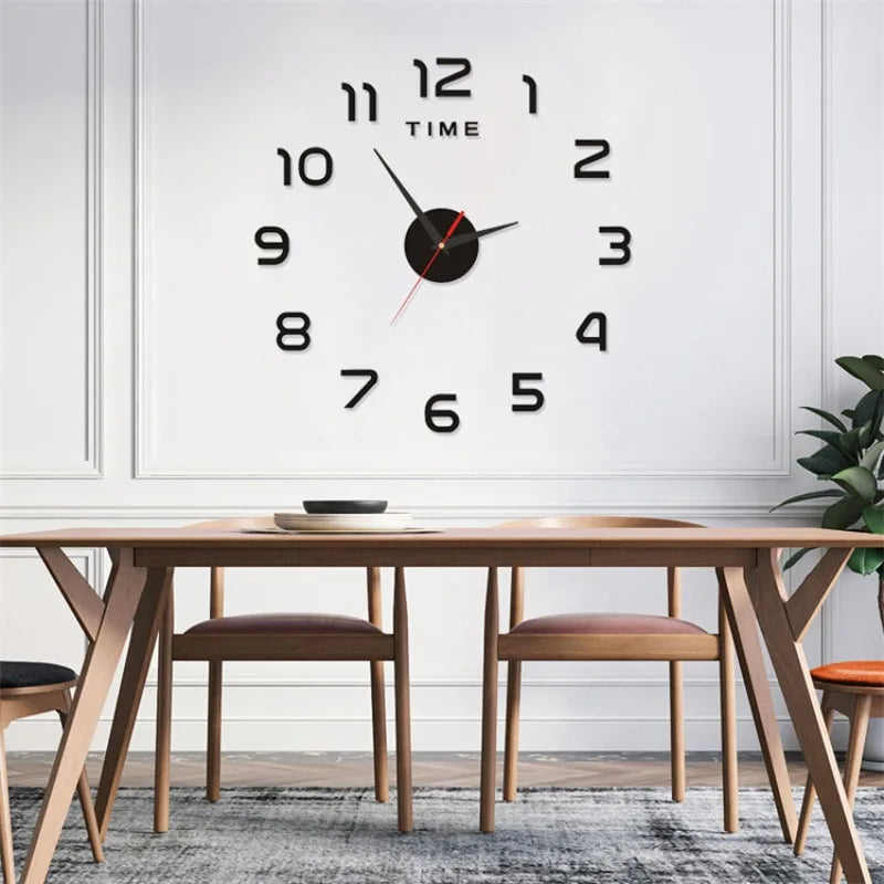 Modern Design Large Wall Clock 3D DIY Quartz Clocks Fashion Watches Acrylic Mirror Stickers Living Room Home Decor Horloge