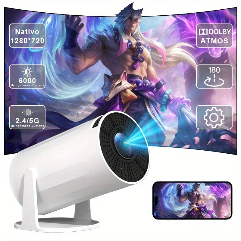 Mini Smart Home Theater Projector Equipped Remote Control, Supports Smart Screen Sharing, Suitable for Home Use And Easter Gifts