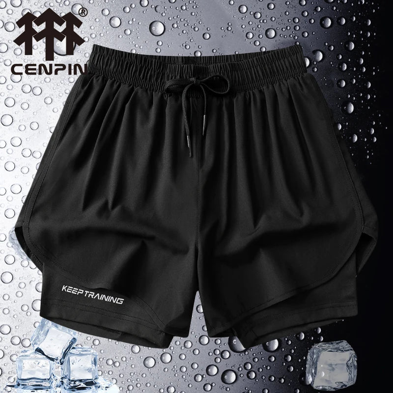 2024 Sport Shorts Men Sportswear Double-deck Running Shorts 2 In 1 Beach Bottoms Summer Gym Fitness Training Jogging Short Pants