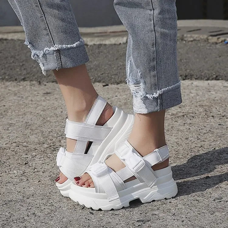 Women's Thick Bottom Sandals Student Summer New Style Harajuku Sports Korean Version Shoes Rubber Upper Material