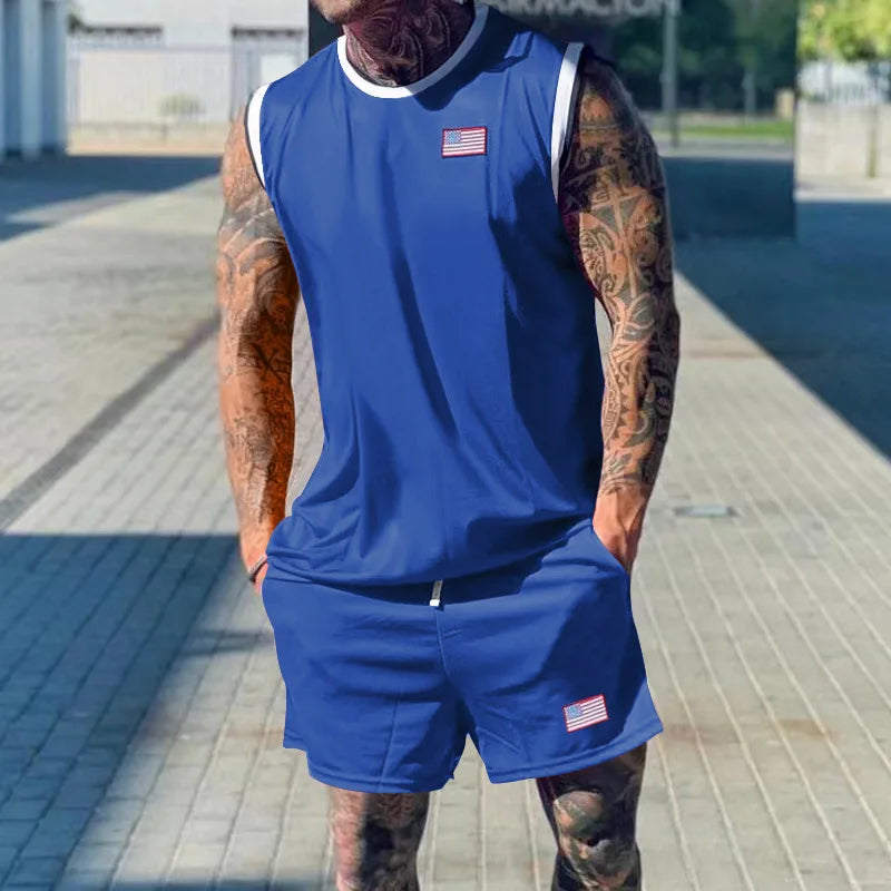 2024 Summer Everyday Versatile New Casual Sports Basketball Suit Set for Men's Trendy Tracksuit Men