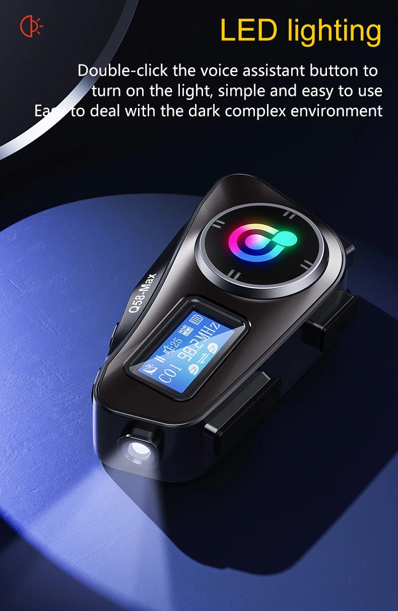 Q58 Max Motorcycle Helmet Bluetooth Intercom IP65 Waterproof Intercom Distance 500 Meters Multi-Scene Mixed Music Sharing