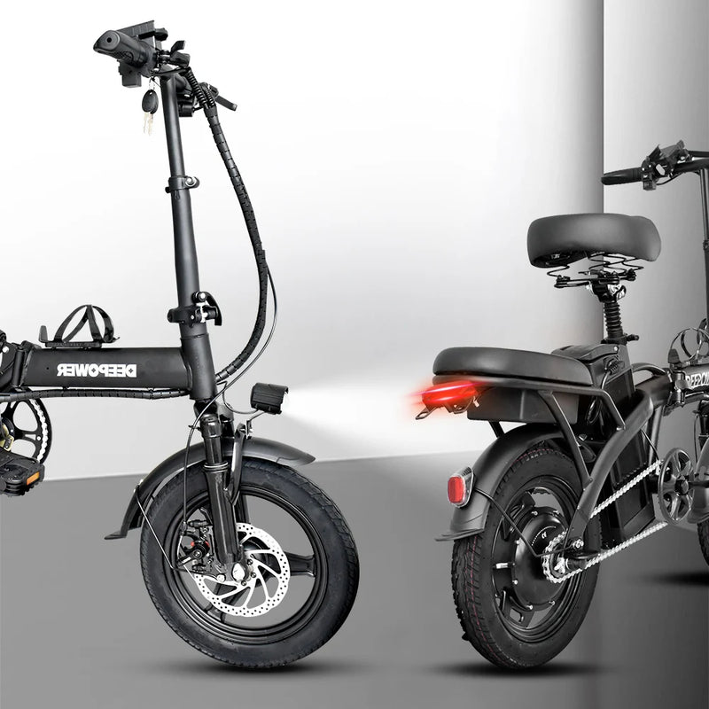 Electric Bike for Adults 600W Peak Motor, 20 mph Folding Ebike, 14" Adults Electric Bicycles,3 Levels Assist,Multi-Shock Ebike,