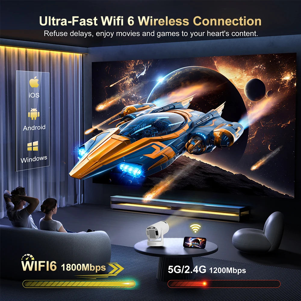 Salange HY300 Ultra 4K Movie Android11 Projector WiFi6 BT5.4 Outdoor Home Theater Auto Vertical Keystone 2025 New Release HY300