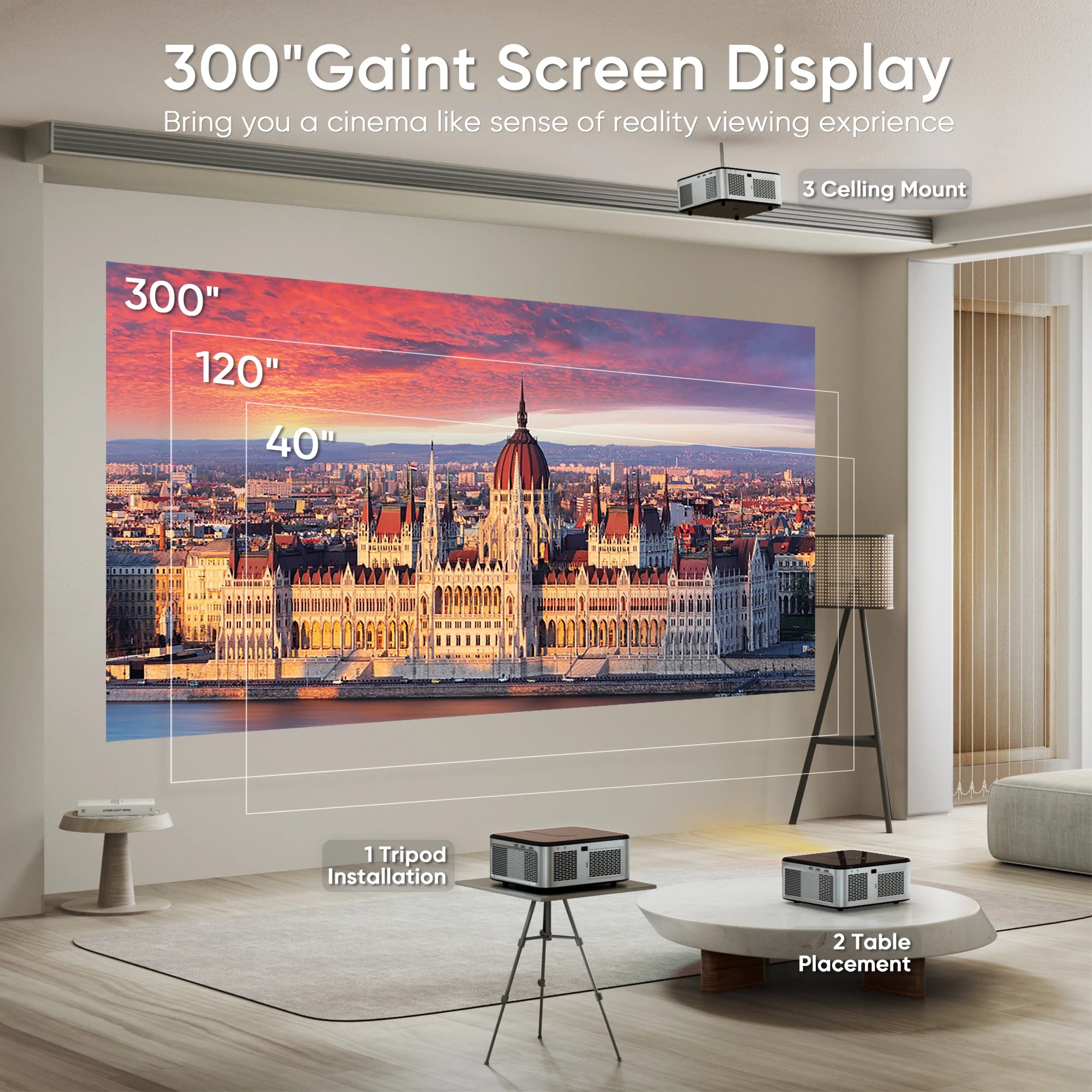 HORLAT T03 Android 4K Beamer 32GB Projector Full HD 1080P 8K Video Audio Home Theater Auto Focus Keystone 5G Dual WiFi Portable