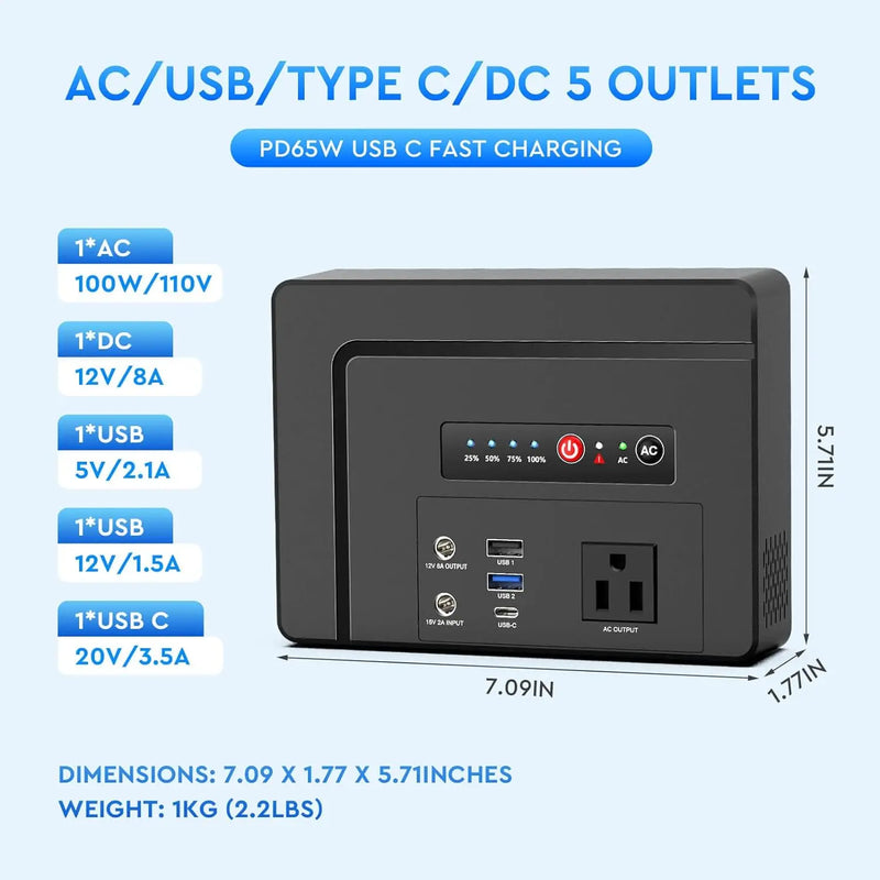 Solar Generator with Panel Portable Power Station with Solar Panel 40W 110V Pure Sine Wave DC/USB/AC Outlet