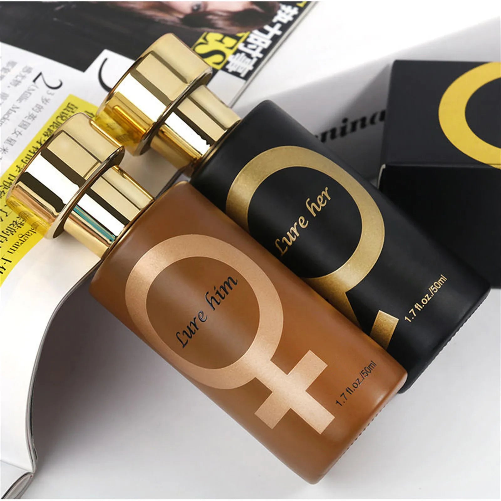2pcs Perfume For Men Golden Pheromone Cologne For Men Attract Women 50ML