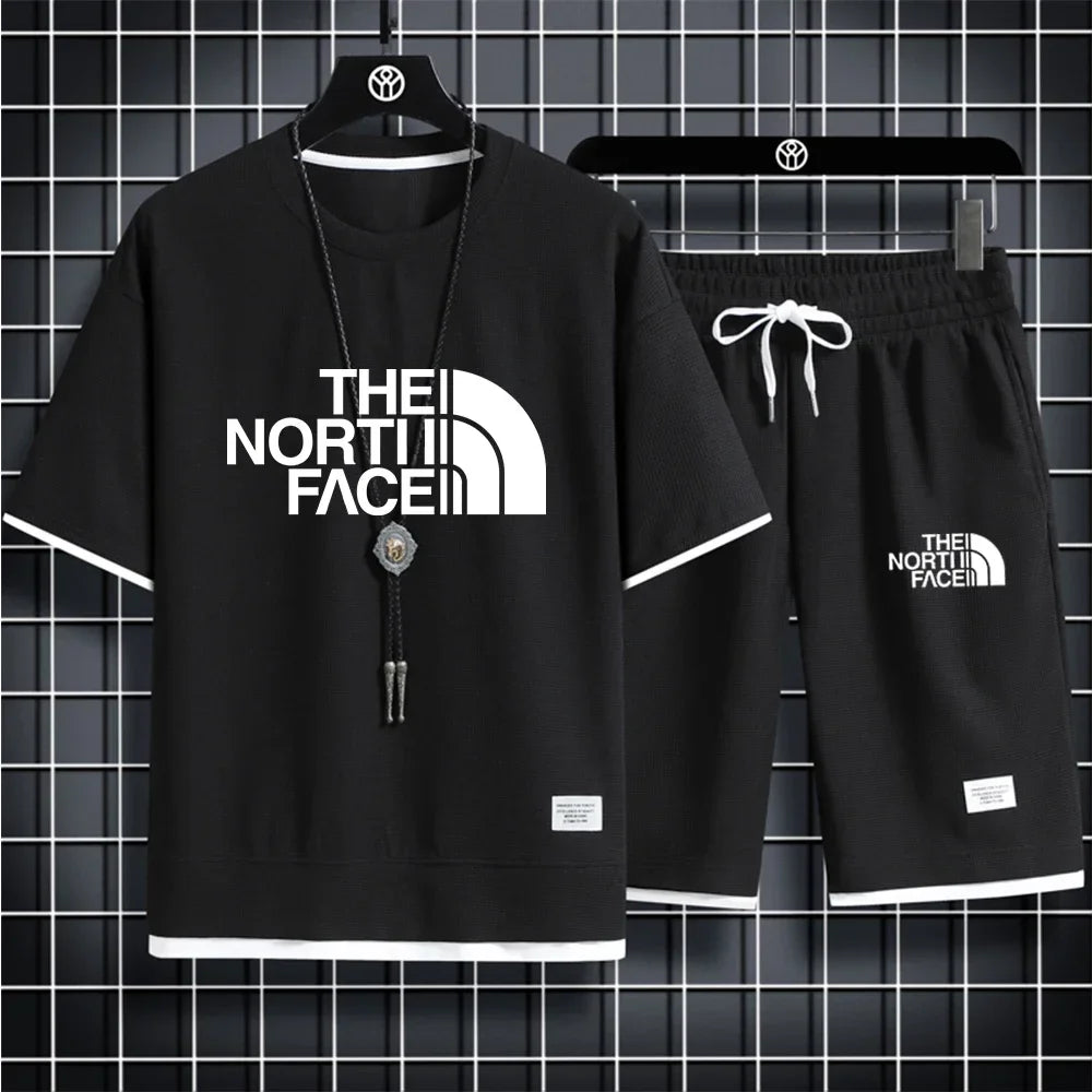 Summer men's fashion Korean sports suit Short sleeve T-shirt + sports shorts suit Casual clothing jogging suit