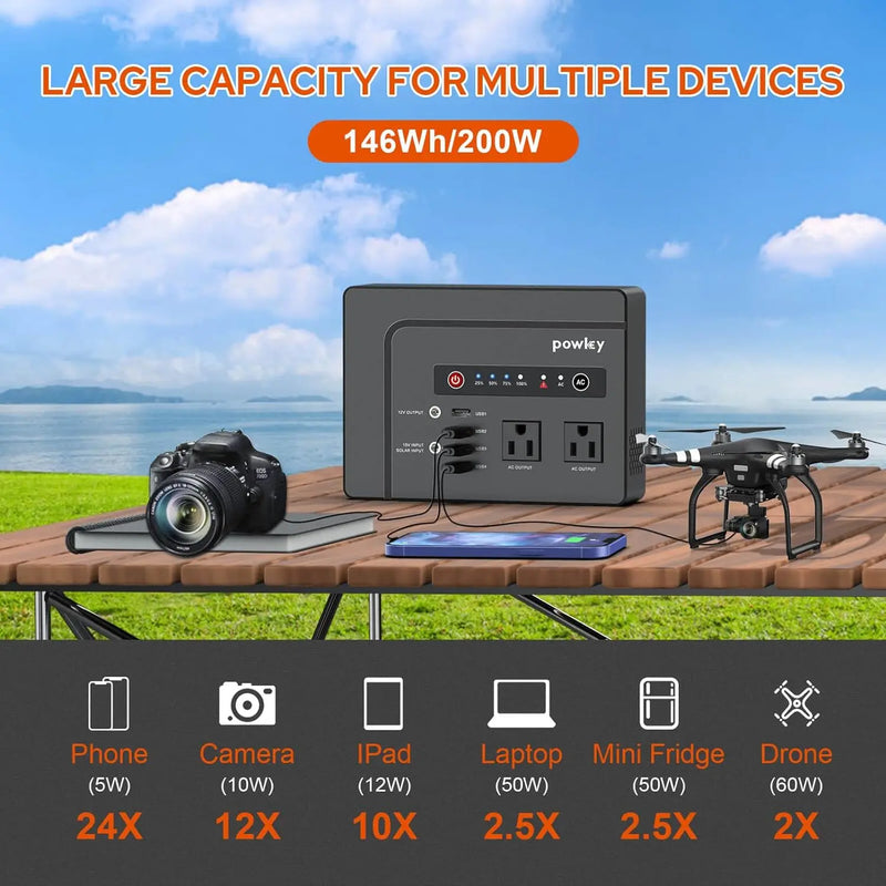 Solar Generator with Panel Portable Power Station with Solar Panel 40W 110V Pure Sine Wave DC/USB/AC Outlet