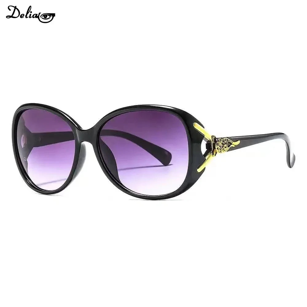 Óculos de sol redondos clássicos femininos com bloqueio UV, óculos de sol texturizados, gradiente preto, óculos de sol para áreas externas, óculos de sol feminino UV400