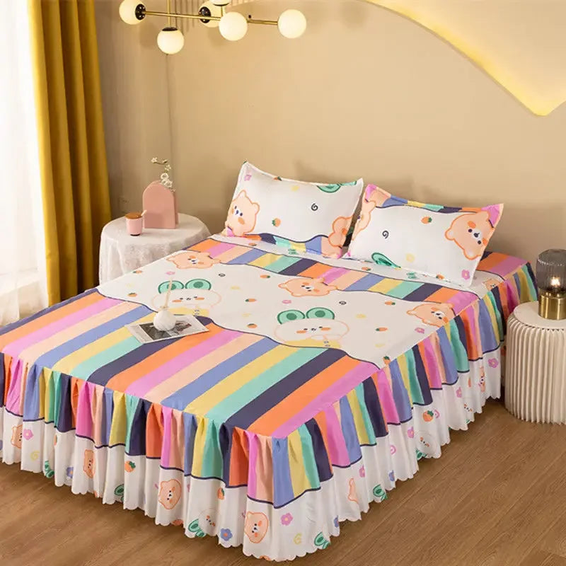 Bed Sheets Bedroom Fashion Modern Washed Protective Comfortable Skin-friendly Mattress Bedspread Luxury Dormitory Fade Resistant