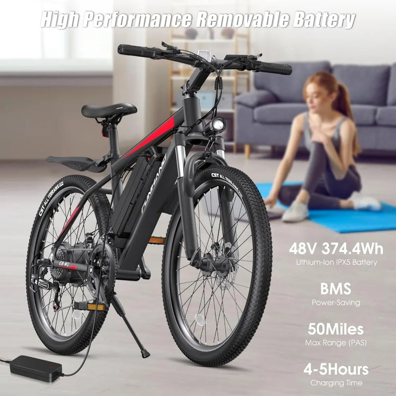 Electric Bike for Adults, Peak 750W Ebike, 50Miles 21.7MPH Adult Electric Bicycles, 26" Electric Mountain Bike, Commuter E Bike