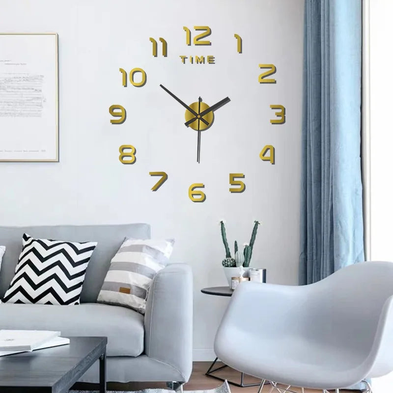 Modern Design Large Wall Clock 3D DIY Quartz Clocks Fashion Watches Acrylic Mirror Stickers Living Room Home Decor Horloge
