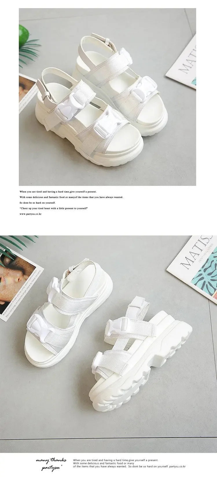 Women's Thick Bottom Sandals Student Summer New Style Harajuku Sports Korean Version Shoes Rubber Upper Material