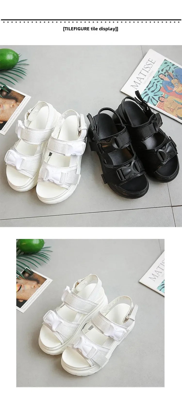 Women's Thick Bottom Sandals Student Summer New Style Harajuku Sports Korean Version Shoes Rubber Upper Material