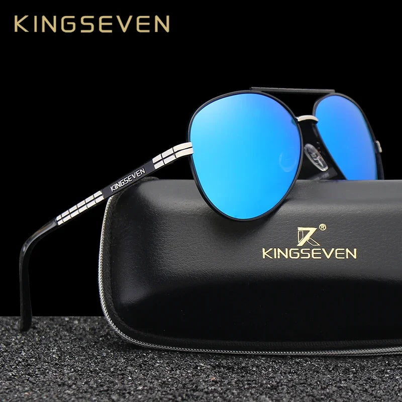 KINGSEVEN Novo Design Óculos de Sol Para Homens Piloto Liga Óculos de Armação Completa Vintage Polarizado Proteção UV400 Óculos de Alta Qualidade