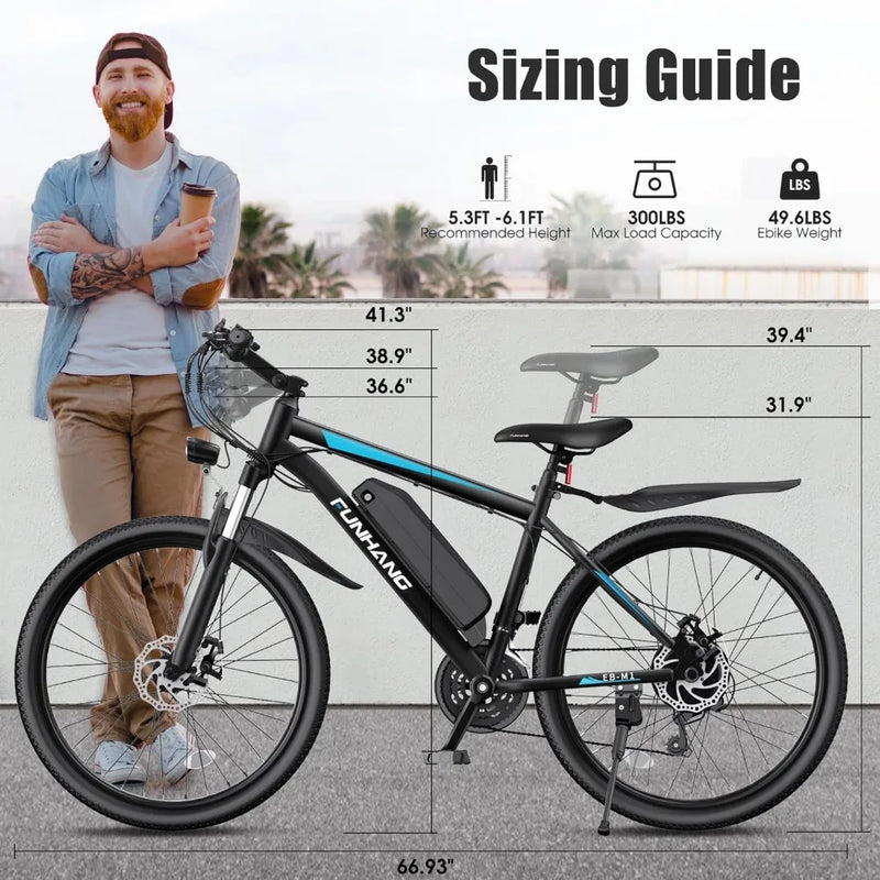 Electric Bike for Adults, Peak 750W Ebike, 50Miles 21.7MPH Adult Electric Bicycles, 26" Electric Mountain Bike, Commuter E Bike