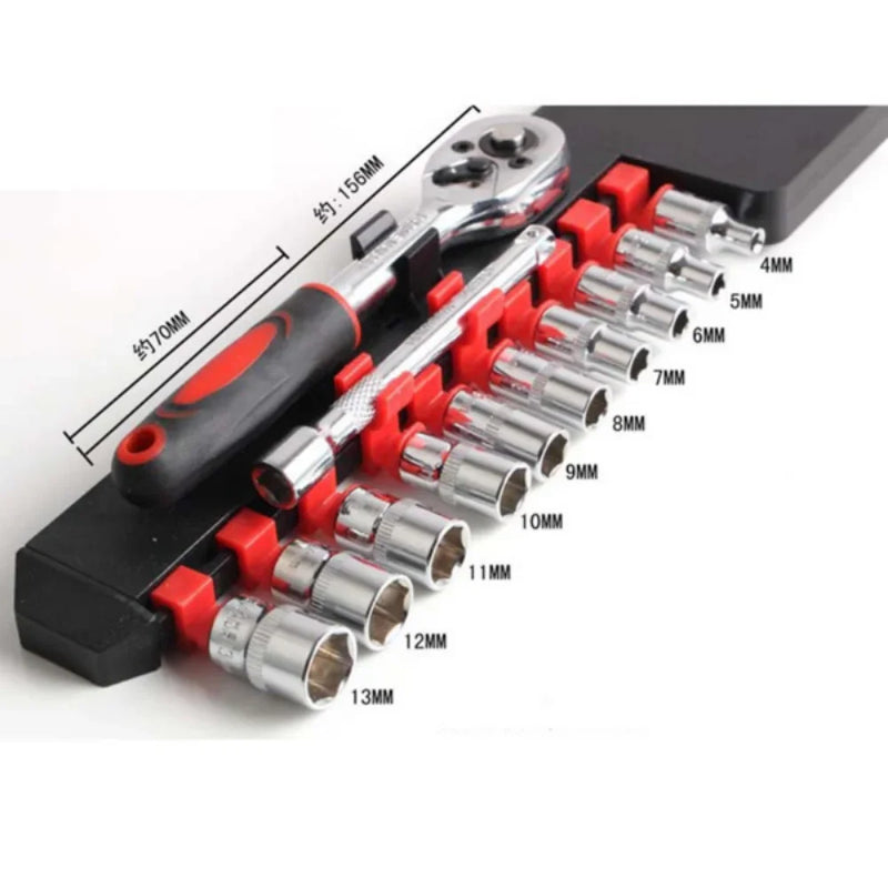 12-Piece Set Multifunction Hardware Tools Ratchet Quick Socket Wrench Set